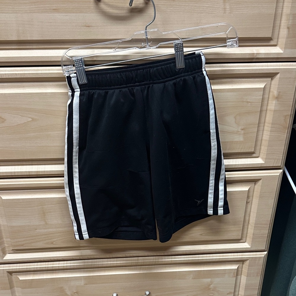 Old Navy Black Athletic Shorts with White Stripes